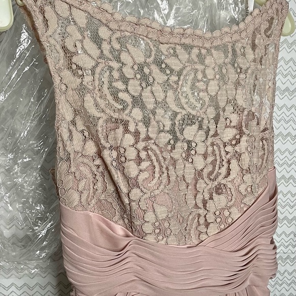 Sleeveless Long Mesh Dress with Corded Lace - Picture 5 of 12